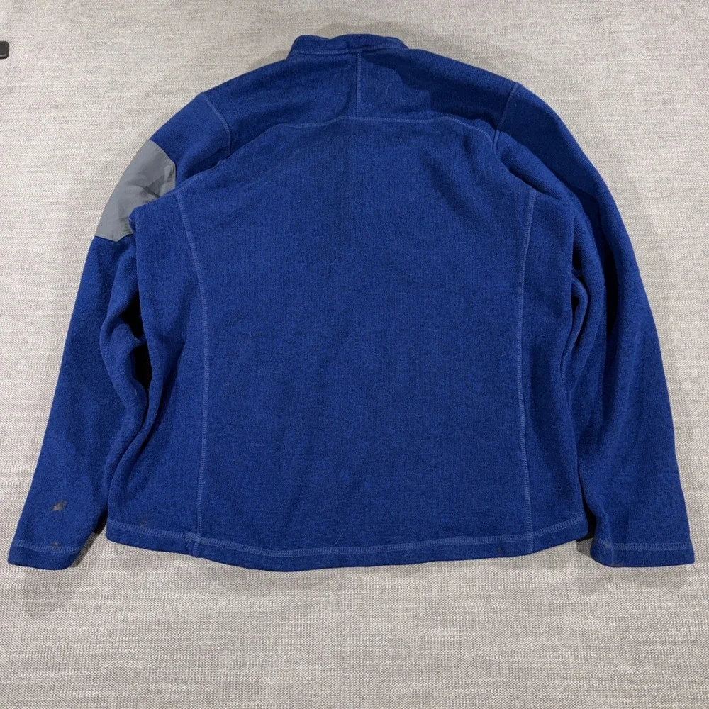 Eddie Bauer 1/4 Zip Fleece‎ Pullover Mens L Blue Good Sleeve Pocket Outdoor